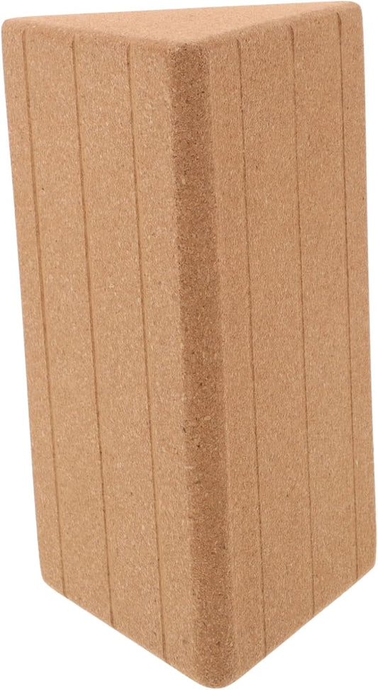 Cork Yoga Block 7.87 X 4.72 X 4.72 in Yoga Training Brick with Smooth Triangular Shape for Stretching Abdominal Muscle Training Fitness Dance Practice 1 Pack