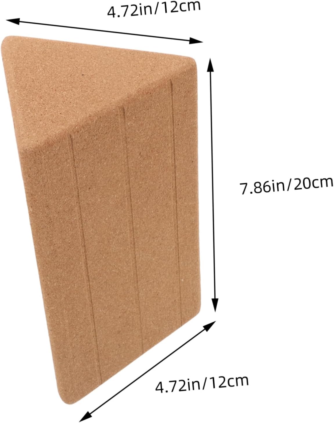 Cork Yoga Block 7.87 X 4.72 X 4.72 in Yoga Training Brick with Smooth Triangular Shape for Stretching Abdominal Muscle Training Fitness Dance Practice 1 Pack