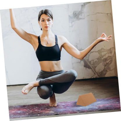 Cork Yoga Block 7.87 X 4.72 X 4.72 in Yoga Training Brick with Smooth Triangular Shape for Stretching Abdominal Muscle Training Fitness Dance Practice 1 Pack