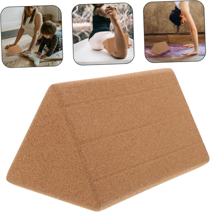 Cork Yoga Block 7.87 X 4.72 X 4.72 in Yoga Training Brick with Smooth Triangular Shape for Stretching Abdominal Muscle Training Fitness Dance Practice 1 Pack