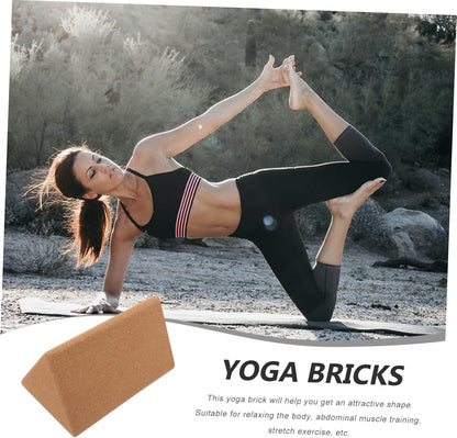 Cork Yoga Block 7.87 X 4.72 X 4.72 in Yoga Training Brick with Smooth Triangular Shape for Stretching Abdominal Muscle Training Fitness Dance Practice 1 Pack