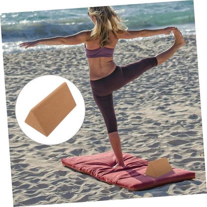 Cork Yoga Block 7.87 X 4.72 X 4.72 in Yoga Training Brick with Smooth Triangular Shape for Stretching Abdominal Muscle Training Fitness Dance Practice 1 Pack