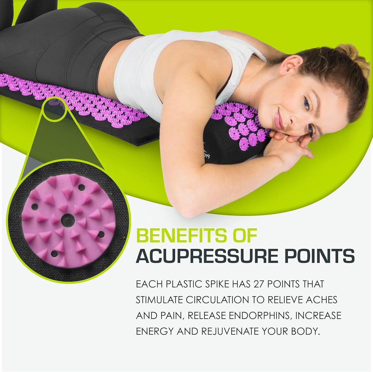 ProsourceFit Acupressure Mat and Pillow Set for Back/Neck Pain Relief and Muscle Relaxation, Grey