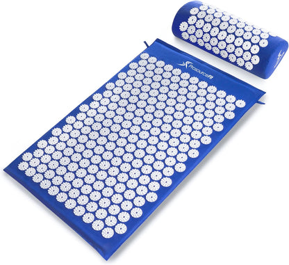 ProsourceFit Acupressure Mat and Pillow Set for Back/Neck Pain Relief and Muscle Relaxation, Grey