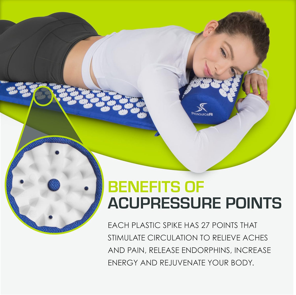 ProsourceFit Acupressure Mat and Pillow Set for Back/Neck Pain Relief and Muscle Relaxation, Grey