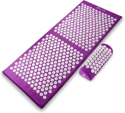 ProsourceFit Acupressure Mat and Pillow Set for Back/Neck Pain Relief and Muscle Relaxation, Grey