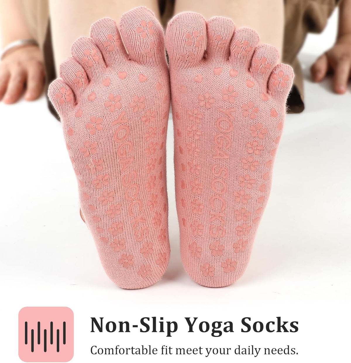 3 Pairs Yoga Toe Socks for Women Non Slip, Pilates Toe Socks with Grips