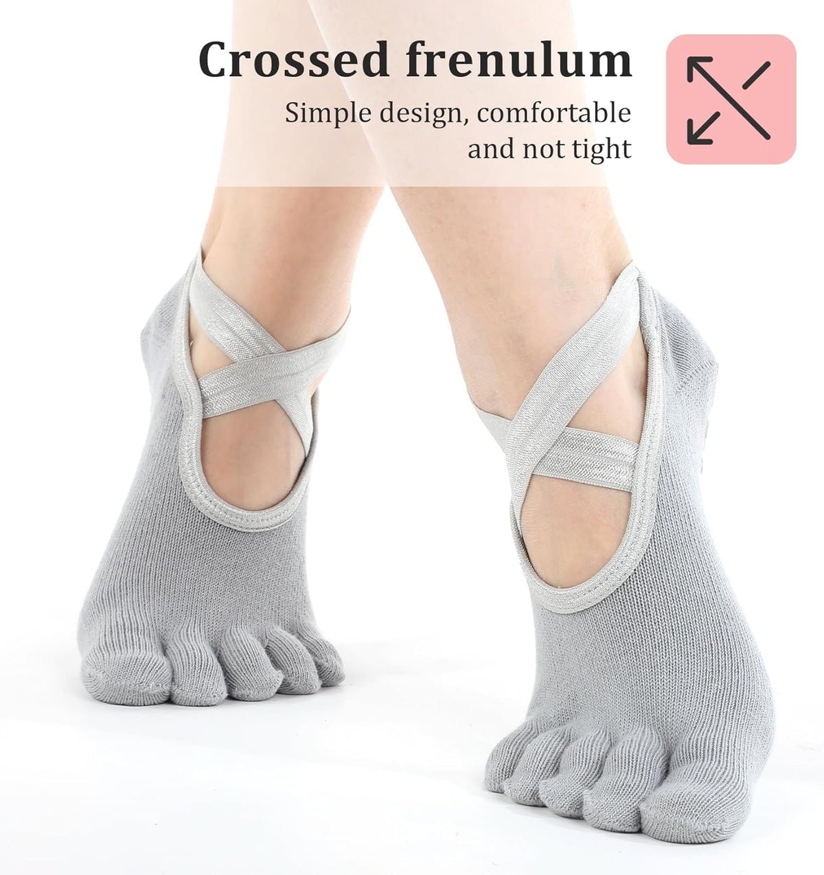 3 Pairs Yoga Toe Socks for Women Non Slip, Pilates Toe Socks with Grips