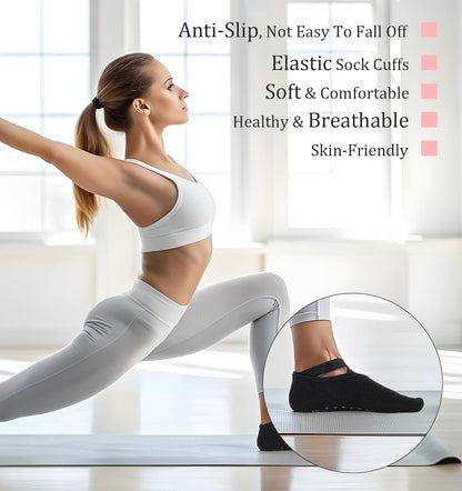 3 Pairs Yoga Toe Socks for Women Non Slip, Pilates Toe Socks with Grips