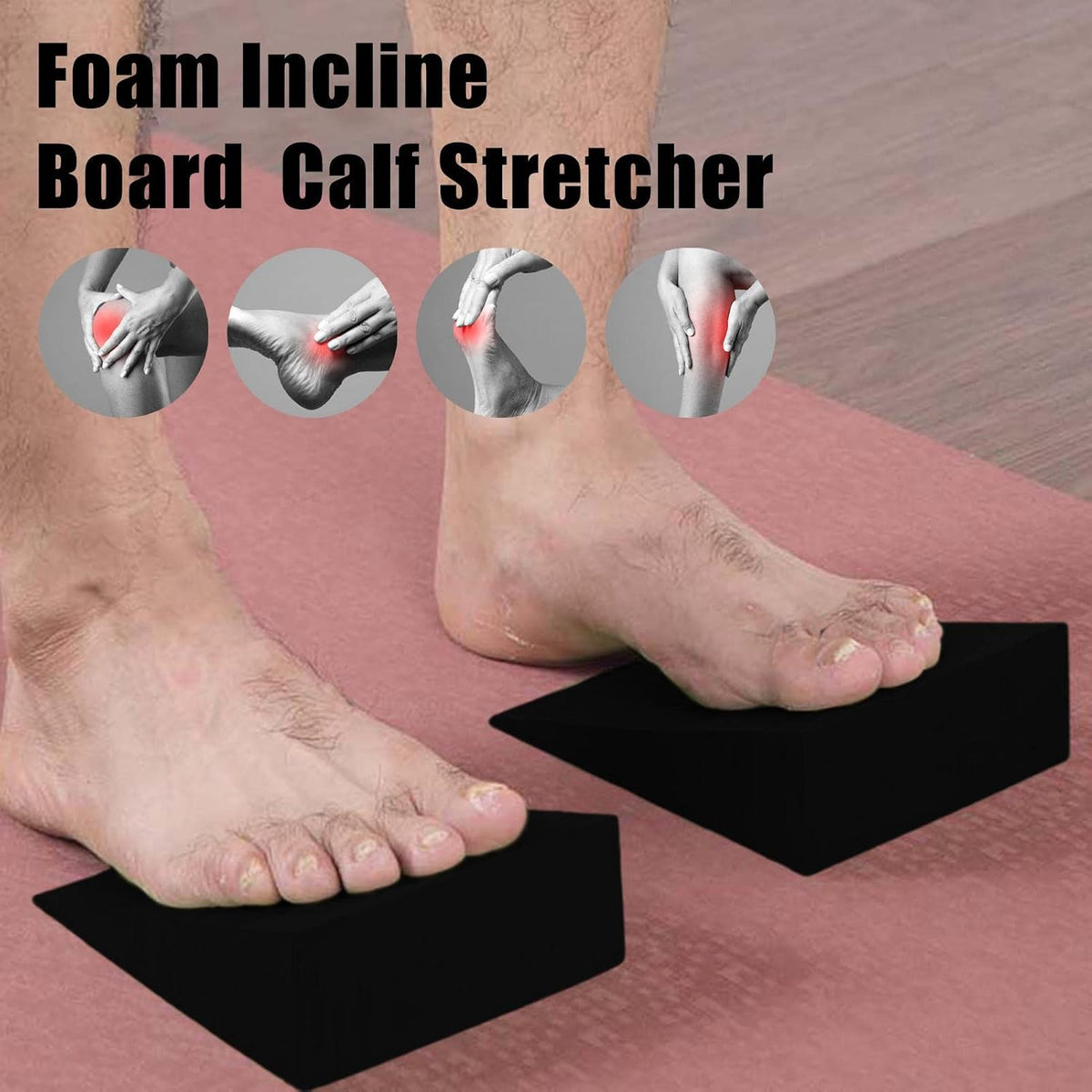 Yoga Block Wedge Yoga Foam Slant Board Calf Stretcher for Wrist and Lower Back Support, Knee Pad, Back Support, Black