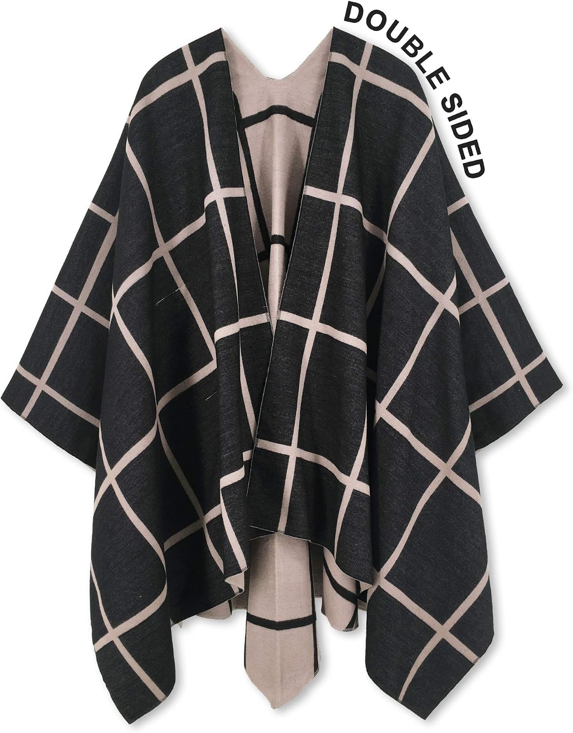 Women Shawl Wrap Poncho Open Front Cardigan Shawl for Fall Winter - Colors A