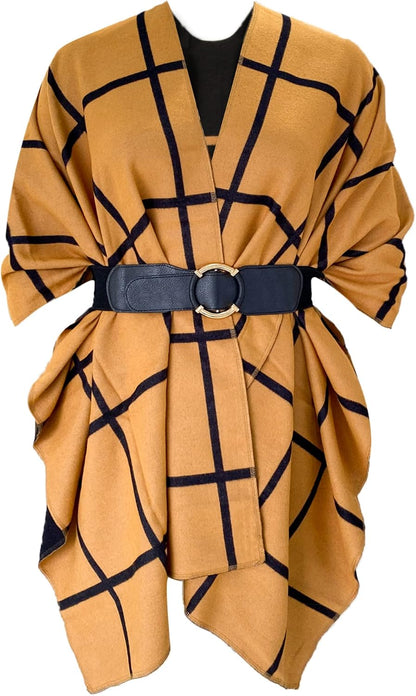 Women Shawl Wrap Poncho Open Front Cardigan Shawl for Fall Winter - Colors A