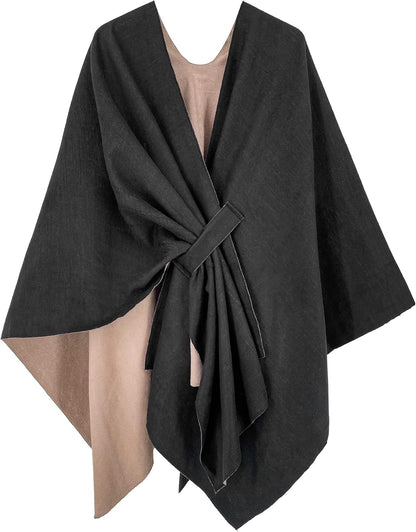 Women Shawl Wrap Poncho Open Front Cardigan Shawl for Fall Winter - Colors A