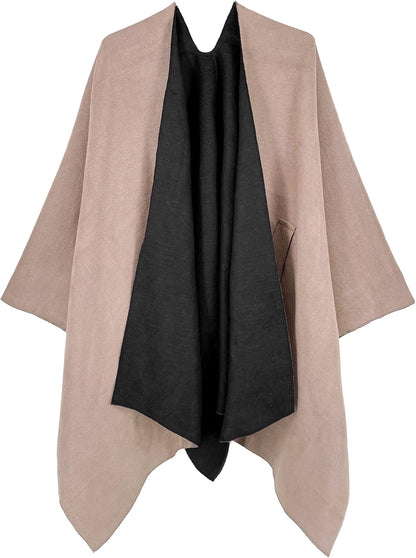Women Shawl Wrap Poncho Open Front Cardigan Shawl for Fall Winter - Colors A