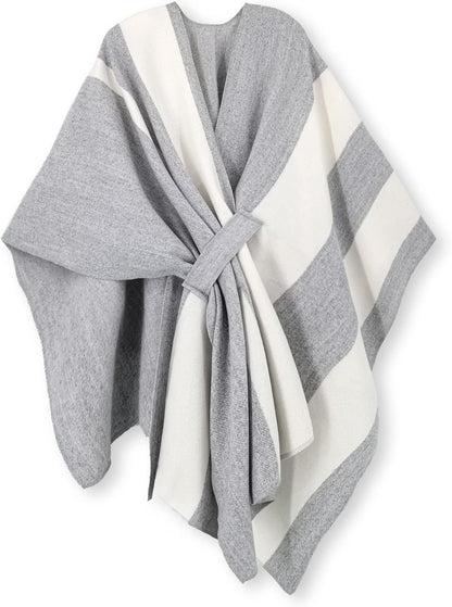 Women Shawl Wrap Poncho Open Front Cardigan Shawl for Fall Winter - Colors A