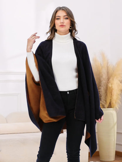 Women Shawl Wrap Poncho Open Front Cardigan Shawl for Fall Winter - Colors A