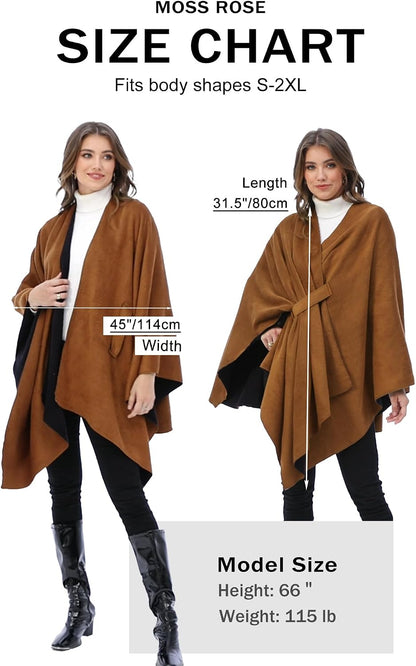 Women Shawl Wrap Poncho Open Front Cardigan Shawl for Fall Winter - Colors A