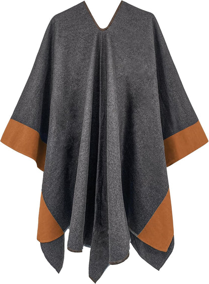 Women Shawl Wrap Poncho Open Front Cardigan Shawl for Fall Winter - Colors A
