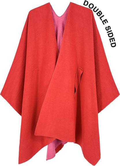 Women Shawl Wrap Poncho Open Front Cardigan Shawl for Fall Winter - Colors A