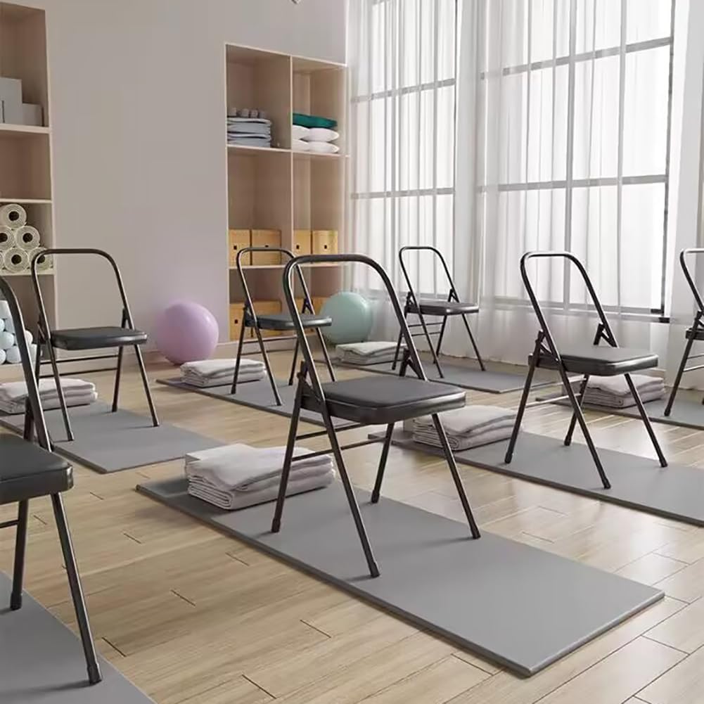 Backless Yoga Chair,Portable Folding Chair for Flexibility and Strength Training, Sturdy Frame,Foldable designhigh Load-Bearing Capacity,Grey-31.5 2 Pieces