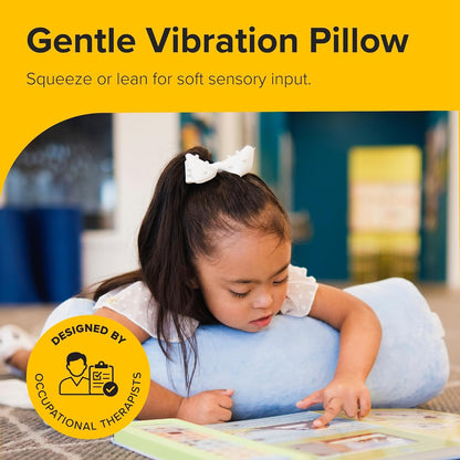 FocusPad Vibrating Sensory Bolster Pillow - Calming Massage Cushion for Kids and Adults with ADHD or Autism, Lap, Neck & Back Support | Blue Gray