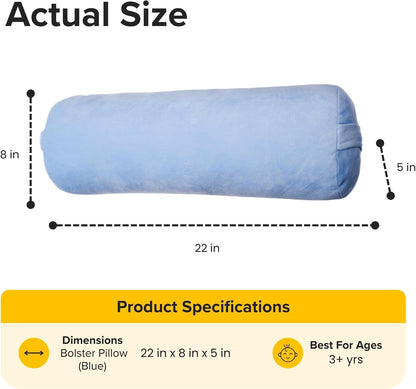 FocusPad Vibrating Sensory Bolster Pillow - Calming Massage Cushion for Kids and Adults with ADHD or Autism, Lap, Neck & Back Support | Blue Gray