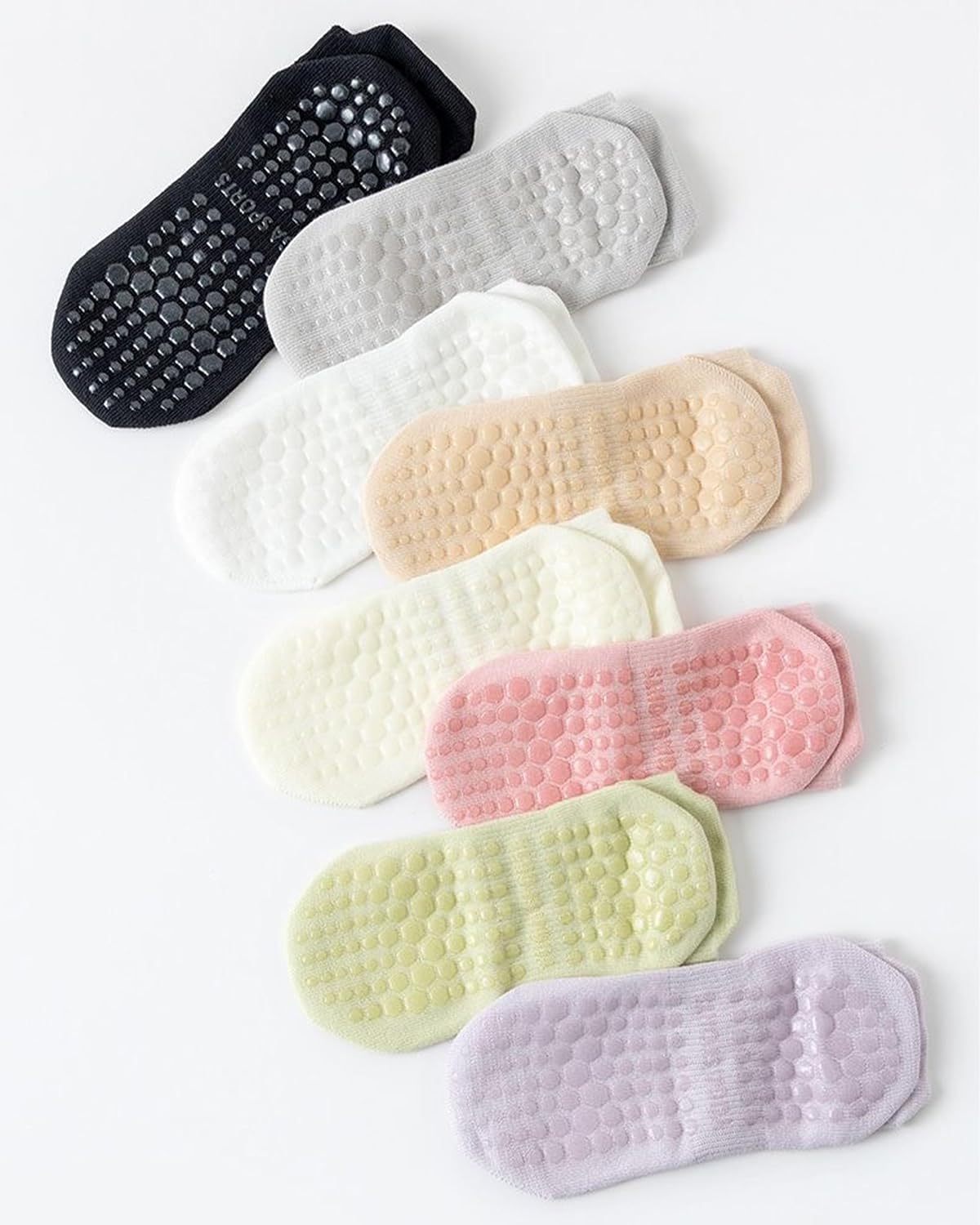 Yoga Socks for Women Non Slip with Grips Pilates Socks, Breathable Mesh Thin Athletic Crew Socks for Workout, Barre, Hospital 4 Pairs