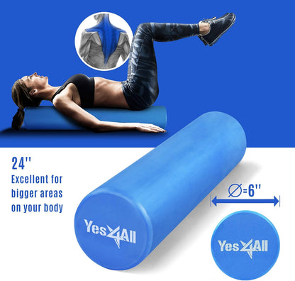EVA Firm Foam Roller for Back - Round Roller for Exercise, Yoga & Pilates 12/18/24/36 inch