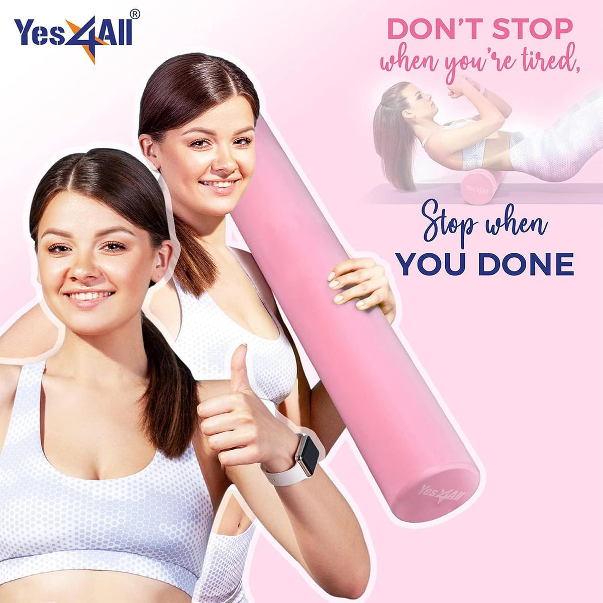 EVA Firm Foam Roller for Back - Round Roller for Exercise, Yoga & Pilates 12/18/24/36 inch