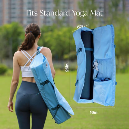 Yoga Mat Bag | Padded Adjustable Shoulder Strap | Fits Up to 26" Mats | Multi-Pocket Storage for Essentials | Heavy-Duty G-Hook Closure | Lightweight & Durable for Yoga, Pilates & Fitness