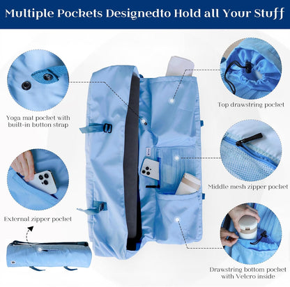 Yoga Mat Bag | Padded Adjustable Shoulder Strap | Fits Up to 26" Mats | Multi-Pocket Storage for Essentials | Heavy-Duty G-Hook Closure | Lightweight & Durable for Yoga, Pilates & Fitness