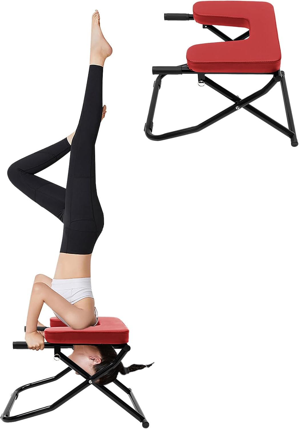 Yoga Headstand Bench, Foldable Yoga Inversion Chair, Headstand Trainer for Practice Head Stand, Shoulderstand and Strength Training, 330.7lbs Bearing
