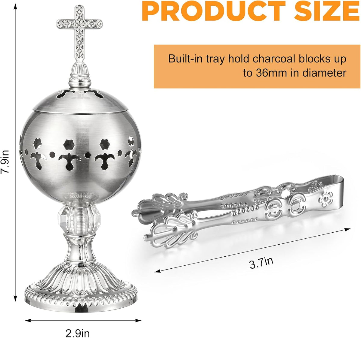 1 Set Incense Burner with Tong, Gold, Retro