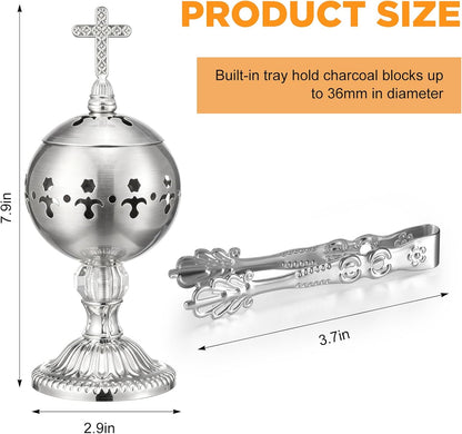 1 Set Incense Burner with Tong, Gold, Retro
