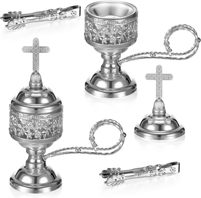 1 Set Incense Burner with Tong, Gold, Retro