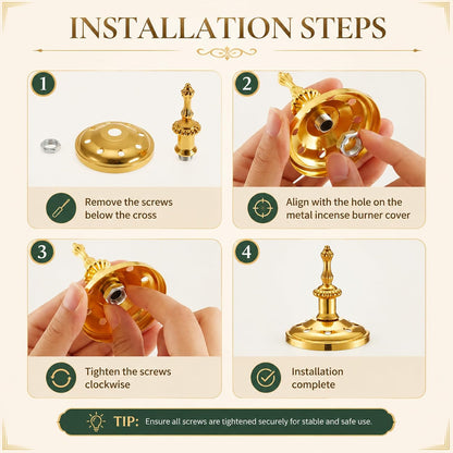 1 Set Incense Burner with Tong, Gold, Retro