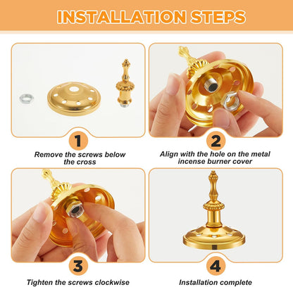 1 Set Incense Burner with Tong, Gold, Retro