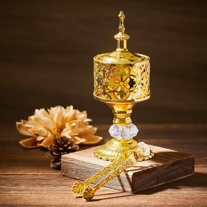 1 Set Incense Burner with Tong, Gold, Retro