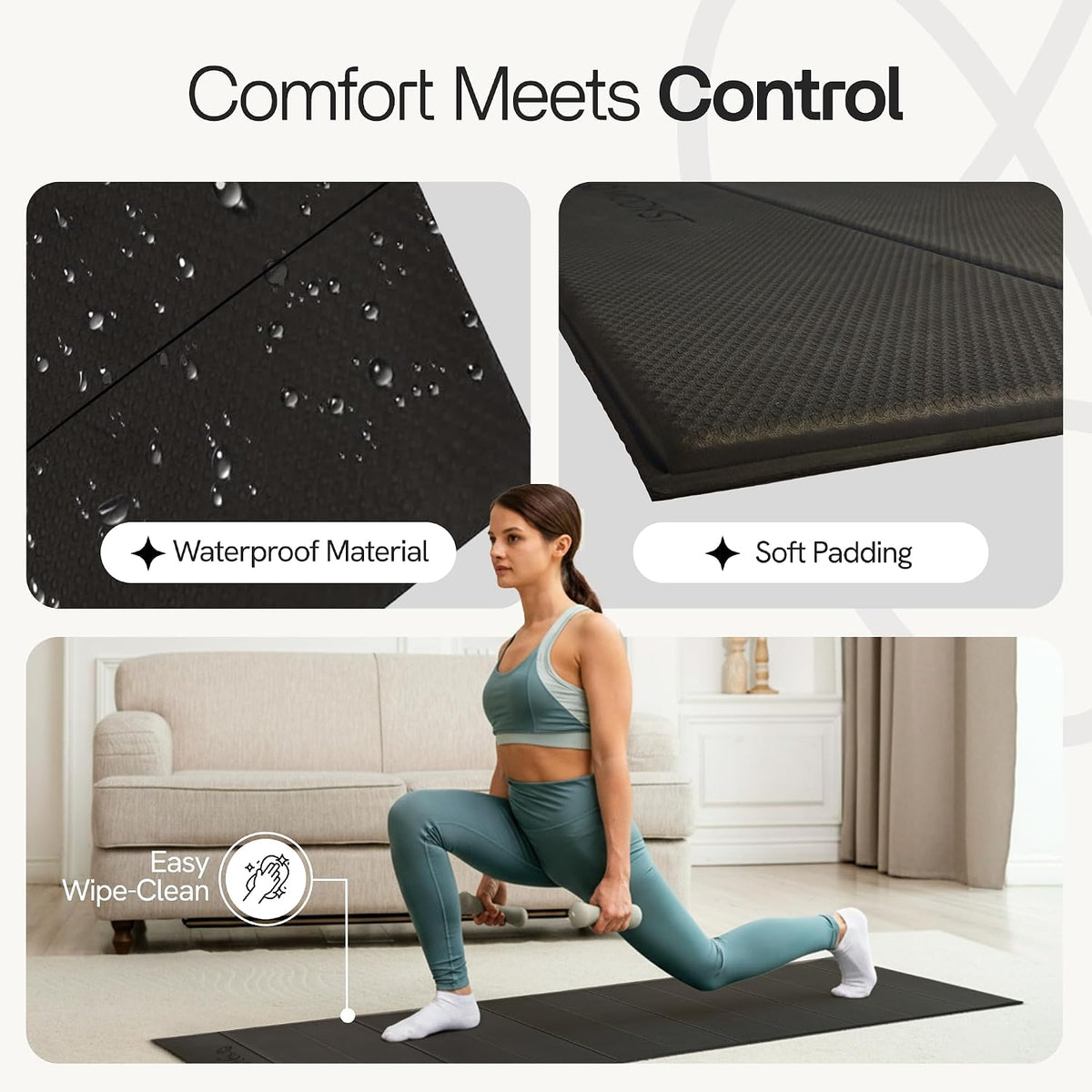 Folding Yoga Mat, TPE Folding Yoga Mat, Foldable Exercise Mat for Yoga, Pilates, Floor Workouts, Compact Design, Travel Friendly, Ideal for Home & Gym, Knee pad, Kneeling pad, No Roll Mat