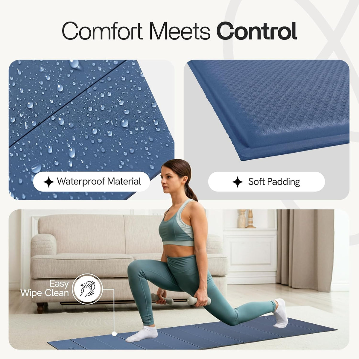 Folding Yoga Mat, TPE Folding Yoga Mat, Foldable Exercise Mat for Yoga, Pilates, Floor Workouts, Compact Design, Travel Friendly, Ideal for Home & Gym, Knee pad, Kneeling pad, No Roll Mat