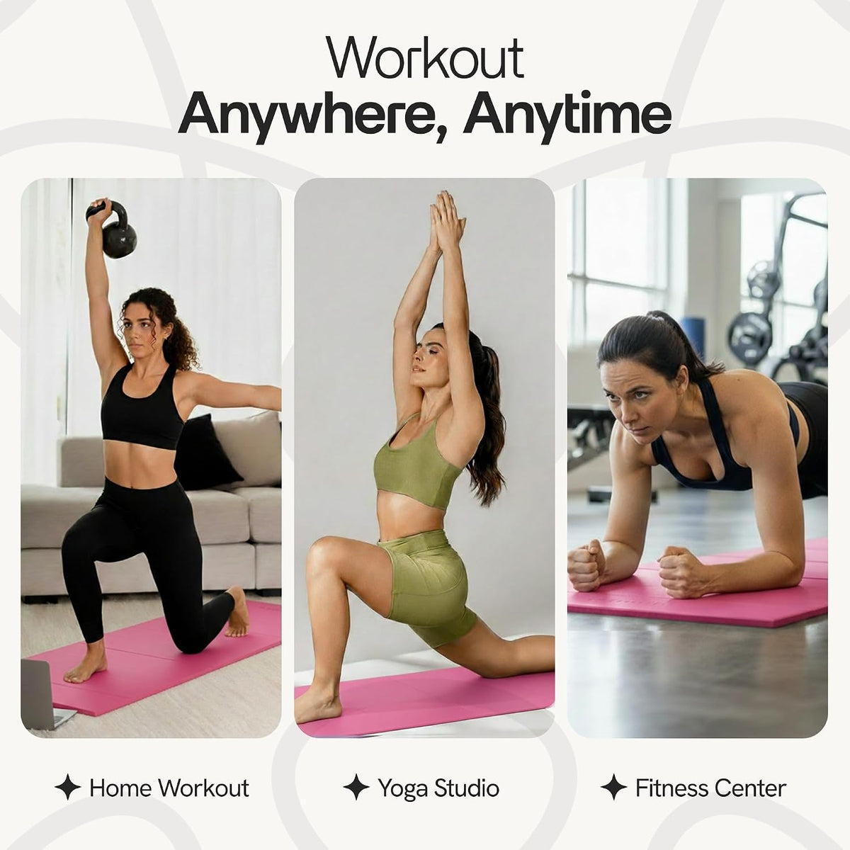 Folding Yoga Mat, TPE Folding Yoga Mat, Foldable Exercise Mat for Yoga, Pilates, Floor Workouts, Compact Design, Travel Friendly, Ideal for Home & Gym, Knee pad, Kneeling pad, No Roll Mat