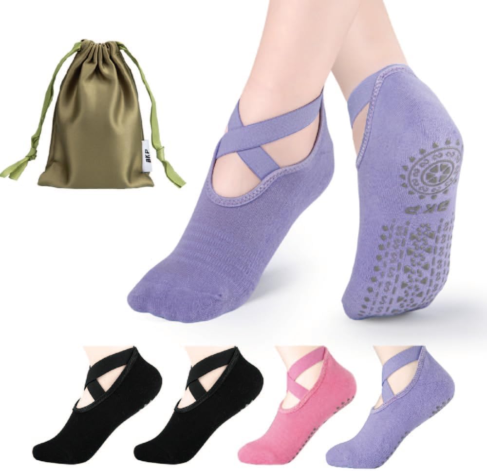 BKP Yoga Socks for Women,Pilates Socks Non Slip Grip Socks