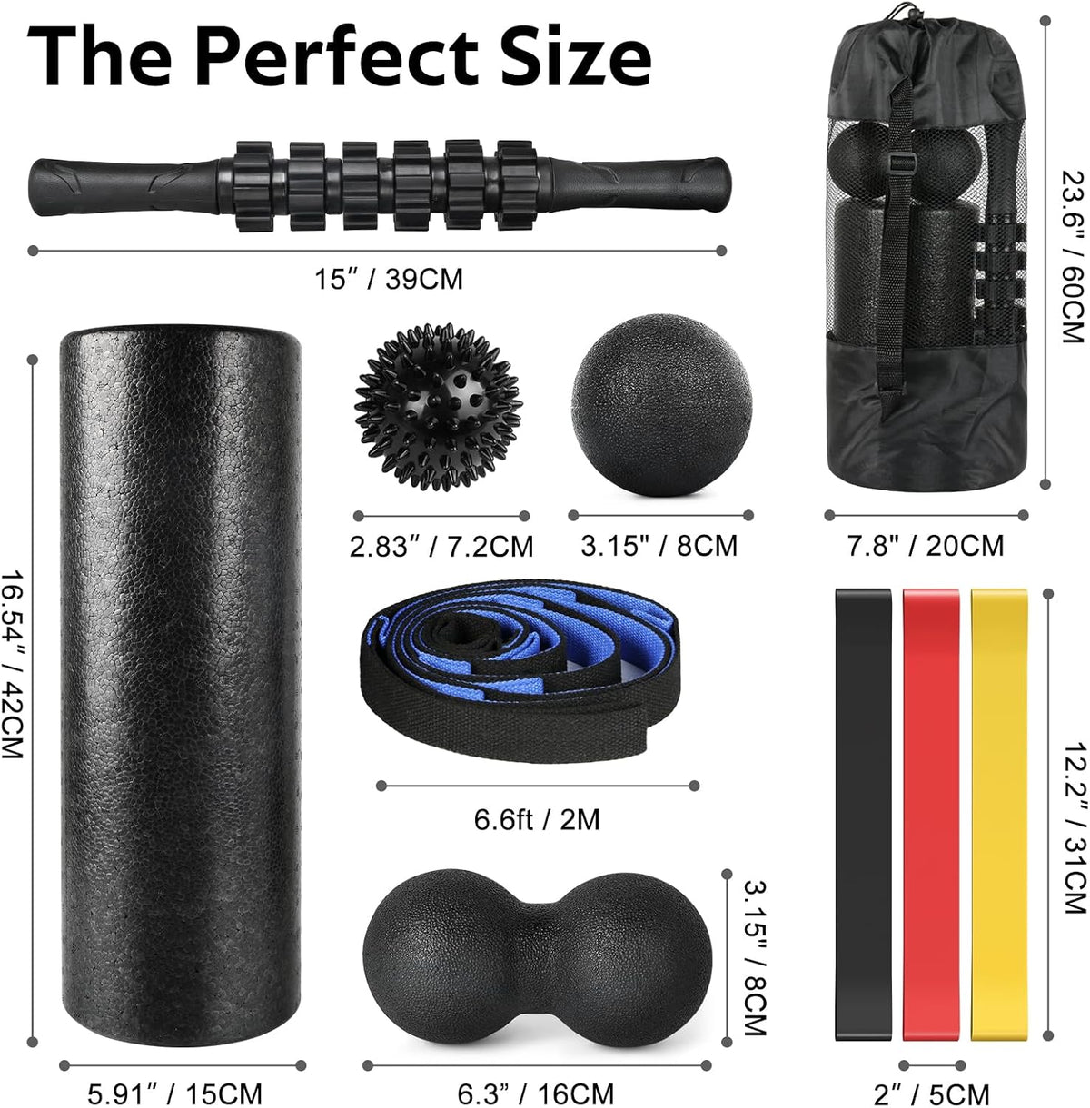 7 in1 Foam Roller Set for Deep Tissue Muscle Massager - Back Roller