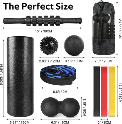 7 in1 Foam Roller Set for Deep Tissue Muscle Massager - Back Roller