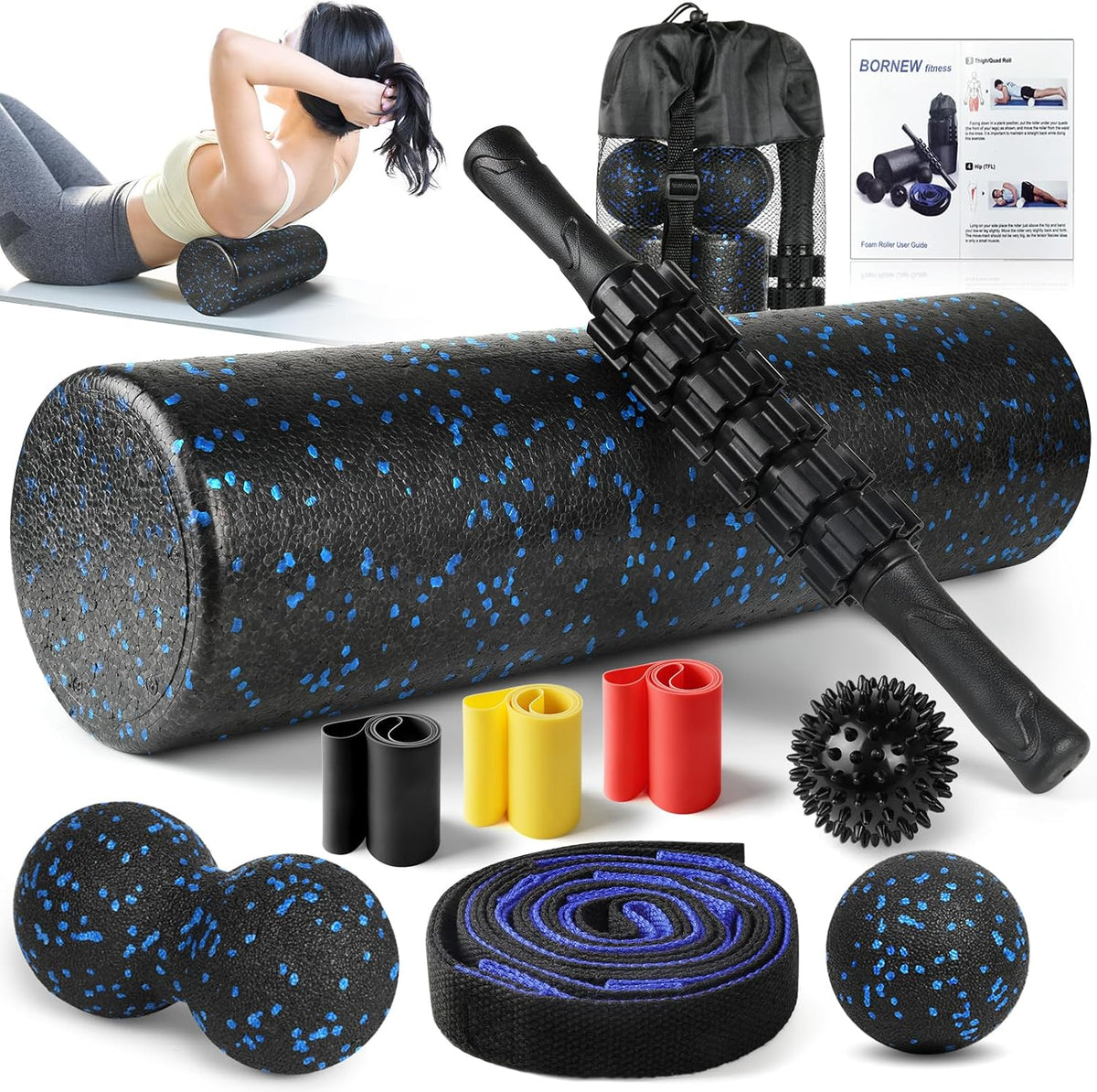 7 in1 Foam Roller Set for Deep Tissue Muscle Massager - Back Roller