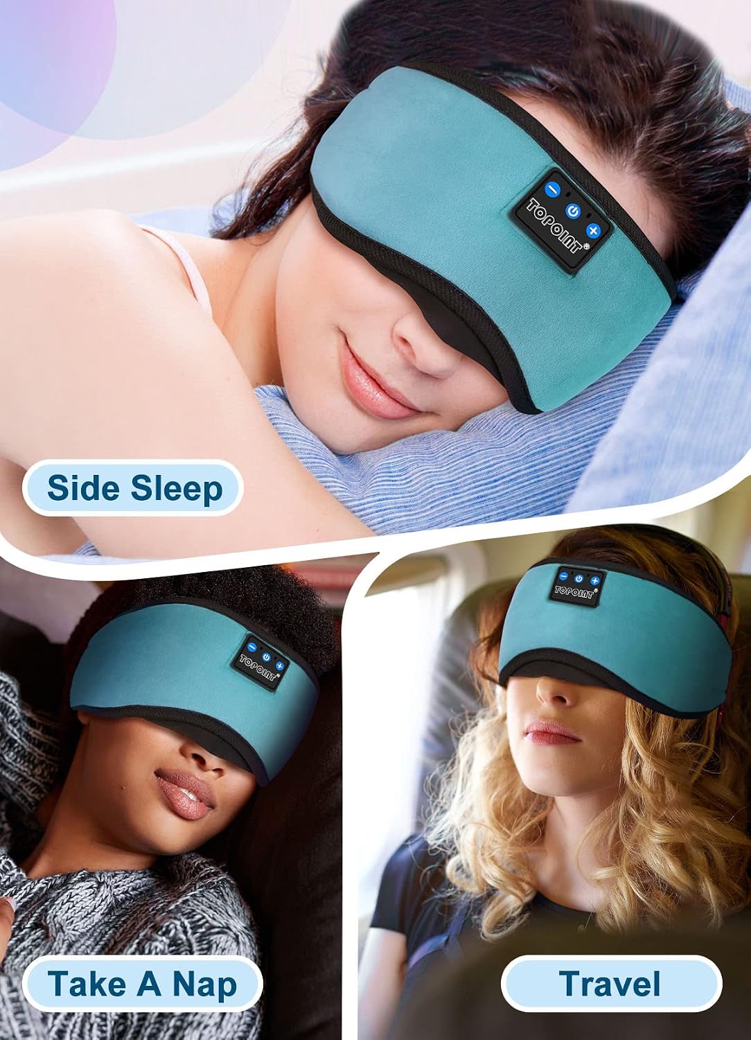 Sleep Mask with Headphones Bluetooth 5.4 Wireless, Sleep Headphones Earphones Earbuds with Microphone HD Speakers Music, Blackout Eye Mask for Sleeping Travel Meditation Men Women Cool Gadgets