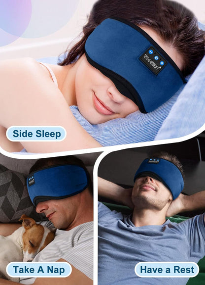 Sleep Mask with Headphones Bluetooth 5.4 Wireless, Sleep Headphones Earphones Earbuds with Microphone HD Speakers Music, Blackout Eye Mask for Sleeping Travel Meditation Men Women Cool Gadgets