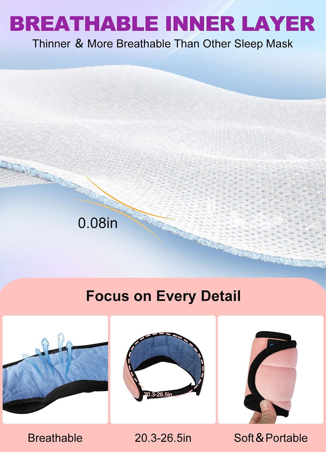 Sleep Mask with Headphones Bluetooth 5.4 Wireless, Sleep Headphones Earphones Earbuds with Microphone HD Speakers Music, Blackout Eye Mask for Sleeping Travel Meditation Men Women Cool Gadgets