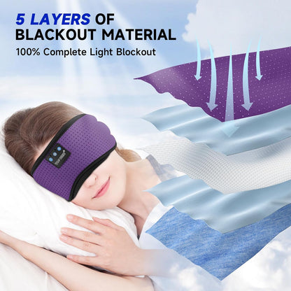 Sleep Mask with Headphones Bluetooth 5.4 Wireless, Sleep Headphones Earphones Earbuds with Microphone HD Speakers Music, Blackout Eye Mask for Sleeping Travel Meditation Men Women Cool Gadgets
