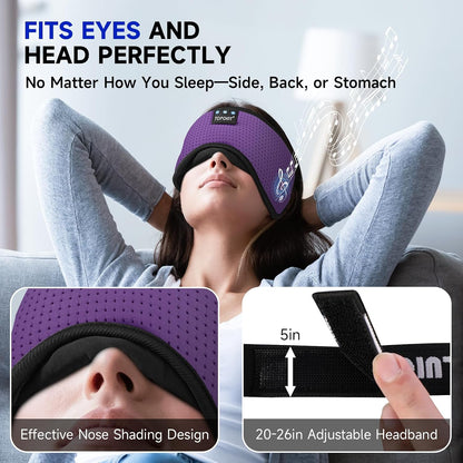 Sleep Mask with Headphones Bluetooth 5.4 Wireless, Sleep Headphones Earphones Earbuds with Microphone HD Speakers Music, Blackout Eye Mask for Sleeping Travel Meditation Men Women Cool Gadgets